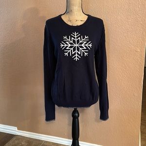 Deep navy light weight snowflake design sweater